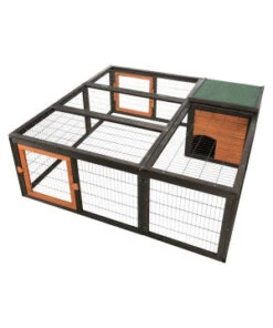 Enclos En Bois. 150X53X150Cm. Noir/Brun