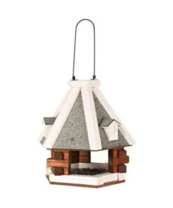 Mangeoire Suspendue Pin 36x35cm Brun/blanc