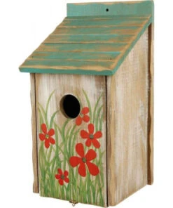 Nichoir Peint En Bois 15x28x14cm/ø 3 3cm