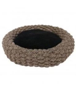 Paniere Corde Coton L 64x64x13cm Noir/brun