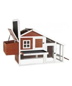 Poulailler En Pin 183x107x80cm Brun/blanc